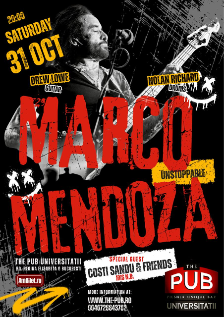 31 Oct. 2026 - ROCK LA MAXIMUM CU MARCO MENDOZA - LIVE LA PUB🎸