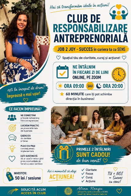 19 Oct. 2026 - Antreprenorială JOB 2 JOY-Meserie cu bucurie. 