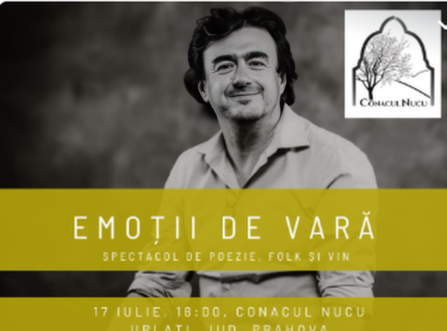 Armonii boierești în Dealu Mare: „Emoții de vară” aduce poezia lui Ciprian Apetrei și acordurile folk la Conacul Nucu